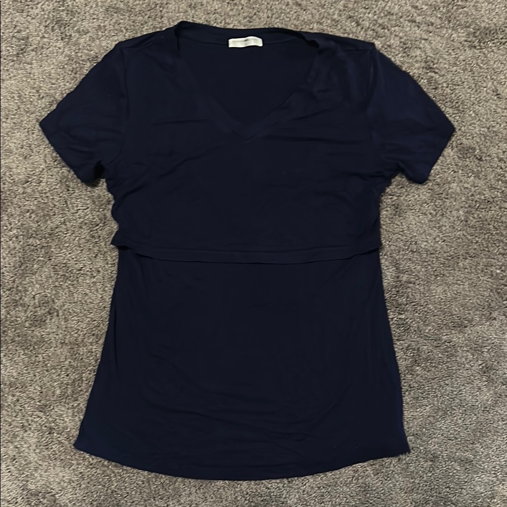 Navy Blue V-Neck breastfeeding Women's Top